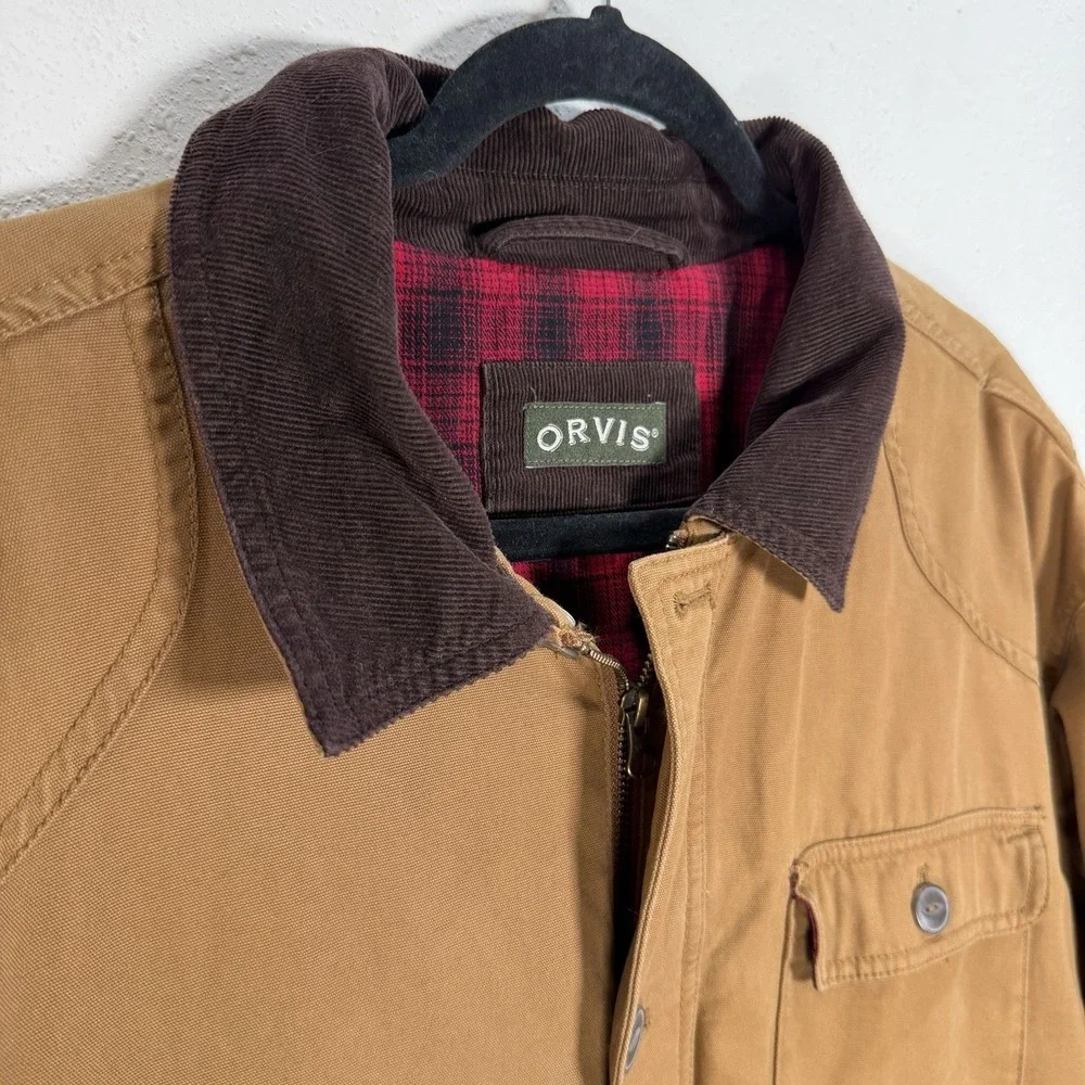 Orvis Barn Chore Jacket Mens Sz XXL Flannel Lined Cotton Canvas Ranch Utility